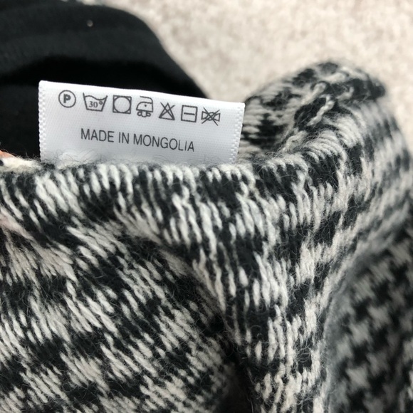 100% Cashmere Warm Long Sleeves Square Neck Houndstooth Dress 6 golden buttons S - Picture 10 of 10